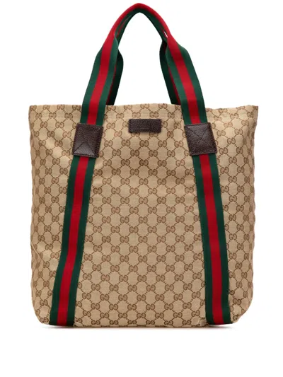 Pre-owned Gucci 2000-2015 Gg Canvas Web Tote Bag