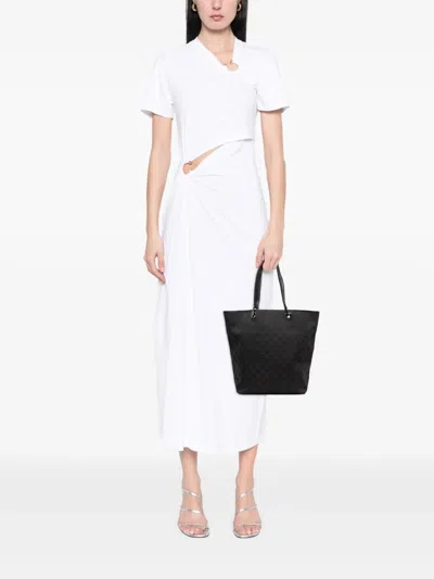 Pre-owned Gucci 2000-2015 Gg Canvas Web Tote Bag In Black
