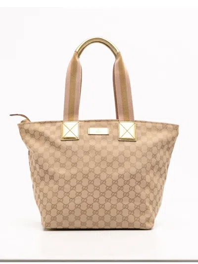 Pre-owned Gucci 2000-2015 Gg Canvas Web Tote Bag In Brown