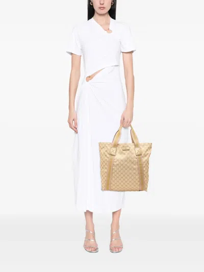 Pre-owned Gucci 2000-2015 Gg Canvas Web Tote Bag In Brown