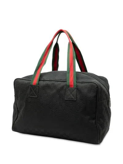 Pre-owned Gucci 2000-2015 Gg Canvas Web Travel Bag In Black