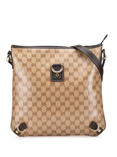 Pre-owned Gucci 2000-2015 Gg Crystal Abbey D Ring Crossbody Bag In Brown