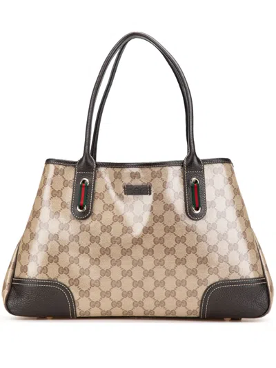 Pre-owned Gucci 2000-2015 Gg Crystal Princy Tote Bag In Brown