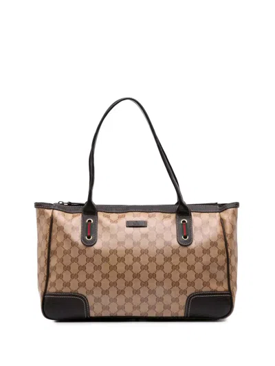 Pre-owned Gucci 2000-2015 Gg Crystal Princy Tote Bag In Brown