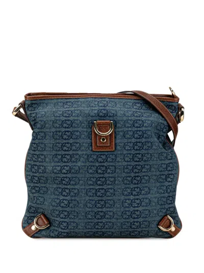 Pre-owned Gucci 2000-2015 Gg Denim Abbey D-ring Crossbody Bag In Blue