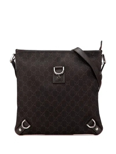 Pre-owned Gucci 2000-2015 Gg Denim Abbey D Ring Crossbody Bag In Brown