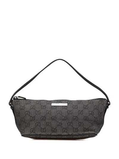 Pre-owned Gucci 2000-2015 Gg Denim Boat Shoulder Bag