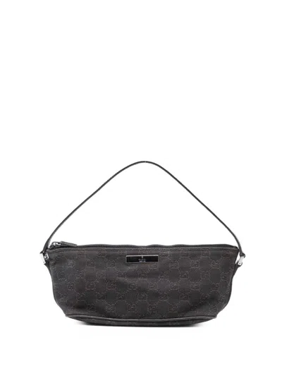 Pre-owned Gucci 2000-2015 Gg Denim Boat Shoulder Bag In Brown