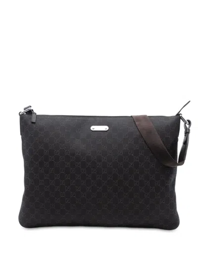 Pre-owned Gucci 2000-2015 Gg Denim Crossbody Bag In Brown