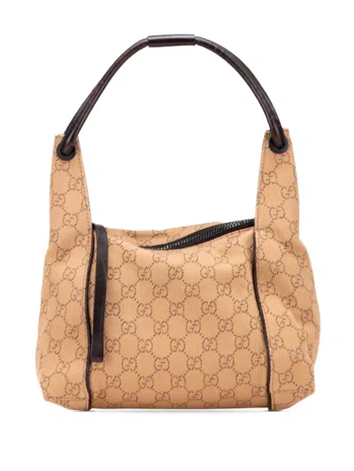 Pre-owned Gucci 2000-2015 Gg Denim Handbag In Brown