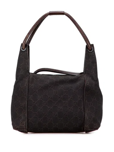 Pre-owned Gucci 2000-2015 Gg Denim Handbag In Brown