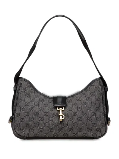 Pre-owned Gucci 2000-2015 Gg Denim Jackie Shoulder Bag In Black