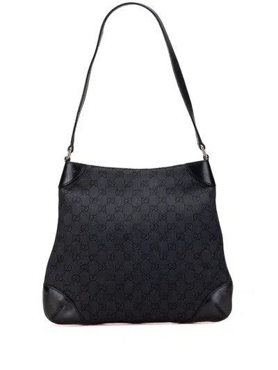 Pre-owned Gucci 2000-2015 Gg Denim Shoulder Bag In Black