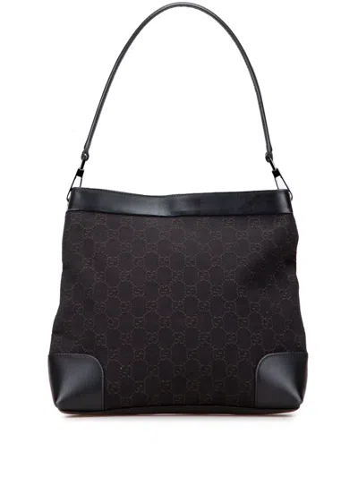 Pre-owned Gucci 2000-2015 Gg Denim Shoulder Bag In Brown