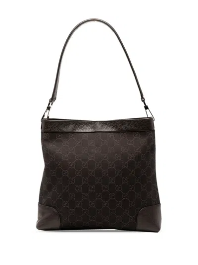 Pre-owned Gucci 2000-2015 Gg Denim Shoulder Bag In Brown