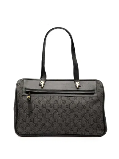 Pre-owned Gucci 2000-2015 Gg Denim Shoulder Bag In Gray
