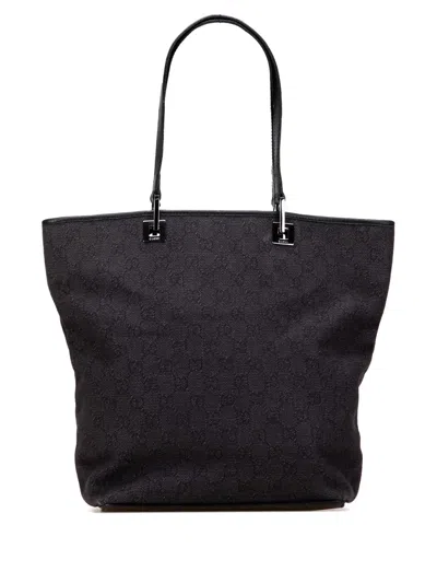 Pre-owned Gucci 2000-2015 Gg Denim Tote Bag In Black