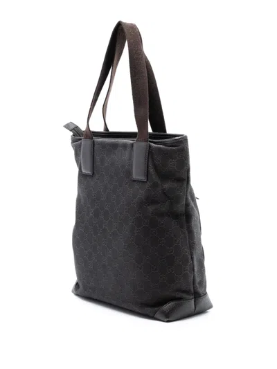 Pre-owned Gucci 2000-2015 Gg Denim Tote Bag In Brown