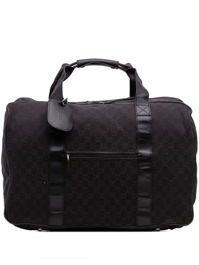 Pre-owned Gucci 2000-2015 Gg Denim Travel Bag In Brown