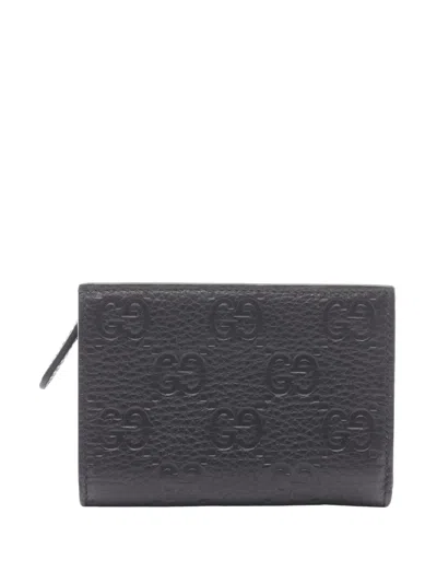Pre-owned Gucci 2000-2015 Gg Emblem Mini Bifold Wallet Small Wallets In Black