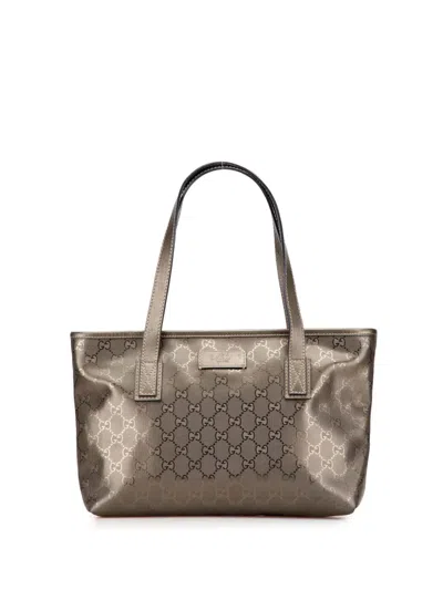 Pre-owned Gucci 2000-2015 Gg Imprime Tote Bag In Gray