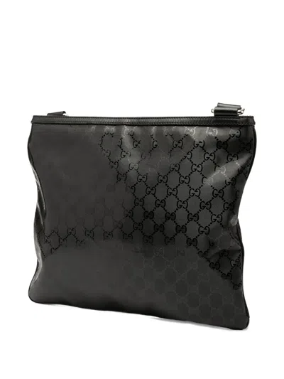 Pre-owned Gucci 2000-2015 Gg Imprime Web Crossbody Bag In Black