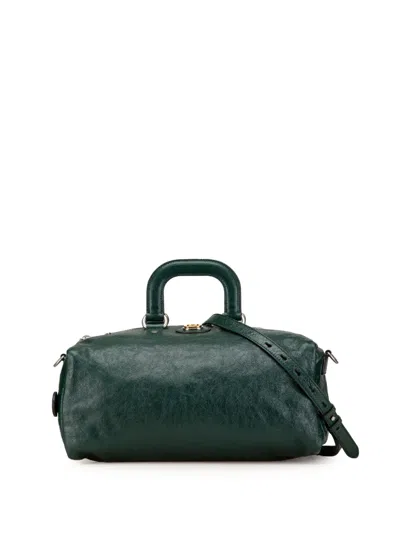 Pre-owned Gucci 2000-2015 Gg Leather Morpheus Satchel In Green