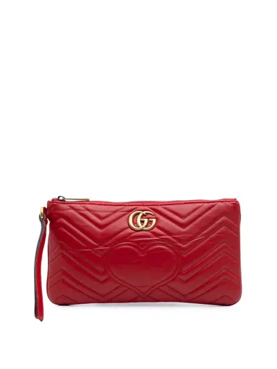 Pre-owned Gucci 2000-2015 Gg Marmont Heart Matelasse Leather Clutch Bag