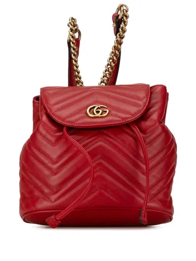 Pre-owned Gucci 2000-2015 Gg Marmont Matelasse Backpack In Red