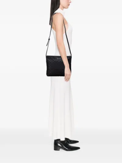 Pre-owned Gucci 2000-2015 Gg Nylon Crossbody Bag In Black