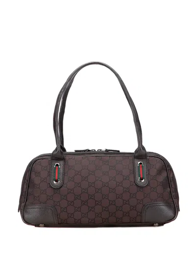 Pre-owned Gucci 2000-2015 Gg Nylon Princy Shoulder Bag In Brown