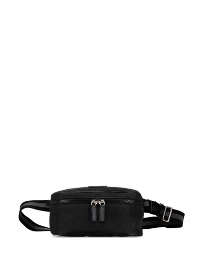 Pre-owned Gucci 2000-2015 Gg Nylon Web Belt Bag In Black