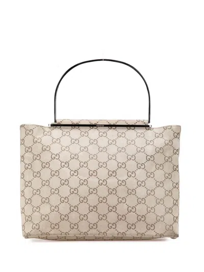 Pre-owned Gucci 2000-2015 Gg Suede Metal Top Handle Bag Handbag