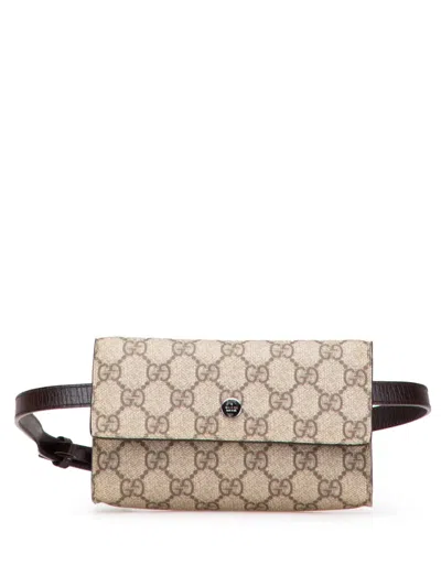 Pre-owned Gucci 2000-2015 Gg Supreme Belt Bag In Brown