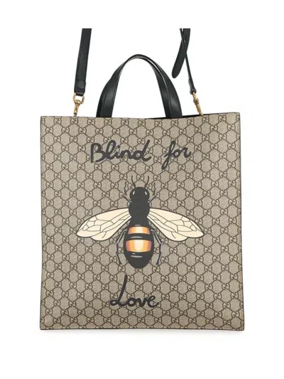 Pre-owned Gucci 2000-2015 Gg Supreme Blind For Love Satchel In Brown