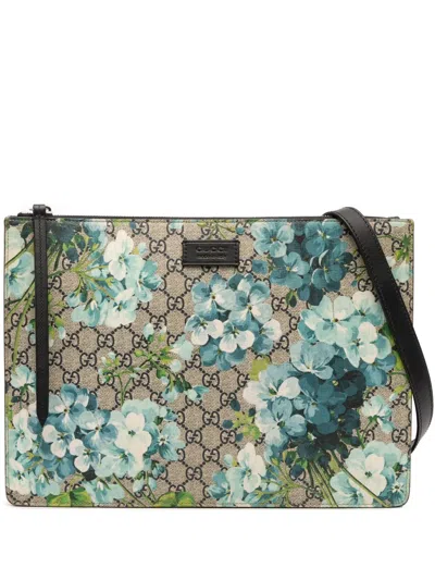 Pre-owned Gucci 2000-2015 Gg Supreme Blooms Messenger Bag Crossbody Bag In Brown