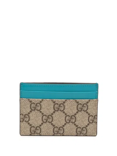 Pre-owned Gucci 2000-2015 Gg Supreme Card Holder In Blue