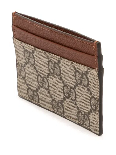 Pre-owned Gucci 2000-2015 Gg Supreme Card Holder In Brown