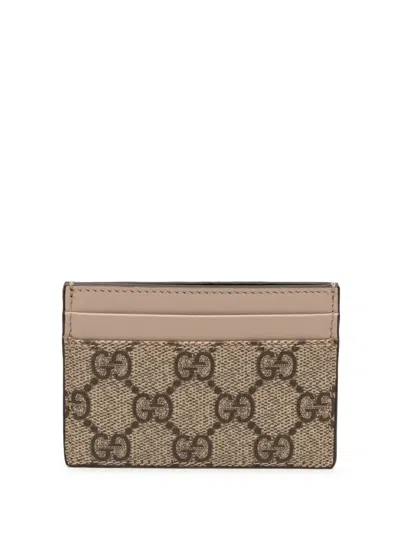Pre-owned Gucci 2000-2015 Gg Supreme Card Holder In Brown