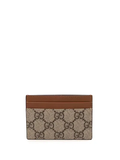 Pre-owned Gucci 2000-2015 Gg Supreme Card Holder In Brown