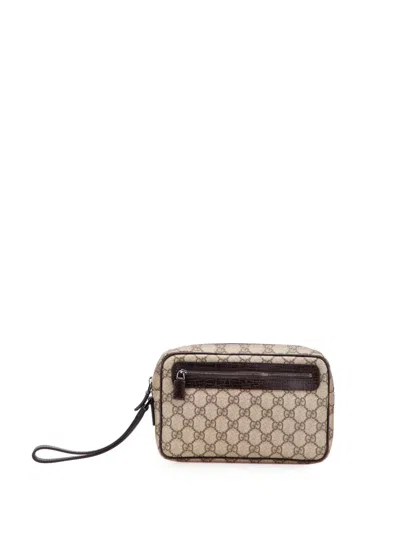 Pre-owned Gucci 2000-2015 Gg Supreme Clutch Bag In Brown