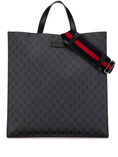 Pre-owned Gucci 2000-2015 Gg Supreme Convertible Soft Tote Satchel In Black