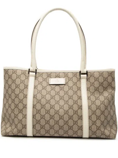 Pre-owned Gucci 2000-2015 Gg Supreme Joy Tote Bag In Brown