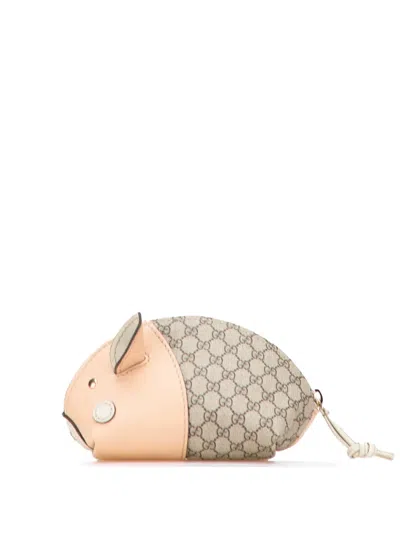 Pre-owned Gucci 2000-2015 Gg Supreme Pig Pouch In Brown
