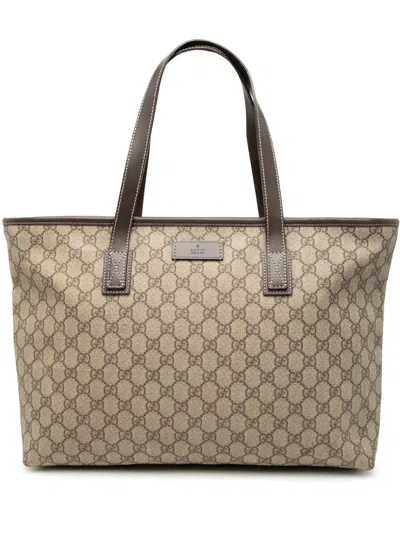 Pre-owned Gucci 2000-2015 Gg Supreme Tote Bag In Brown