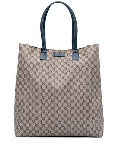 Pre-owned Gucci 2000-2015 Gg Supreme Vertical Tote Bag In Blue