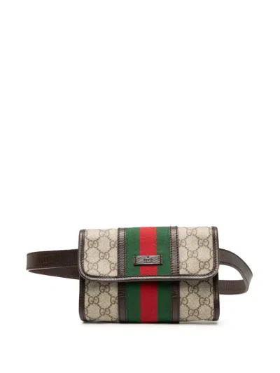Pre-owned Gucci 2000-2015 Gg Supreme Web Belt Bag In Brown