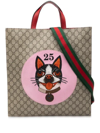 Pre-owned Gucci 2000-2015 Gg Supreme Web Bosco Satchel In Brown