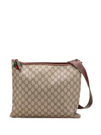 Pre-owned Gucci 2000-2015 Gg Supreme Web Crossbody Bag In Brown