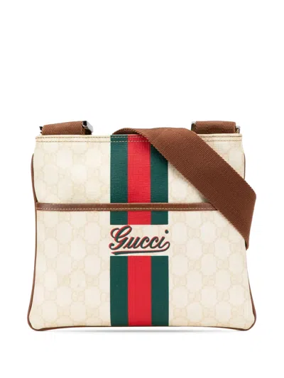Pre-owned Gucci 2000-2015 Gg Supreme Web Crossbody Bag In Brown